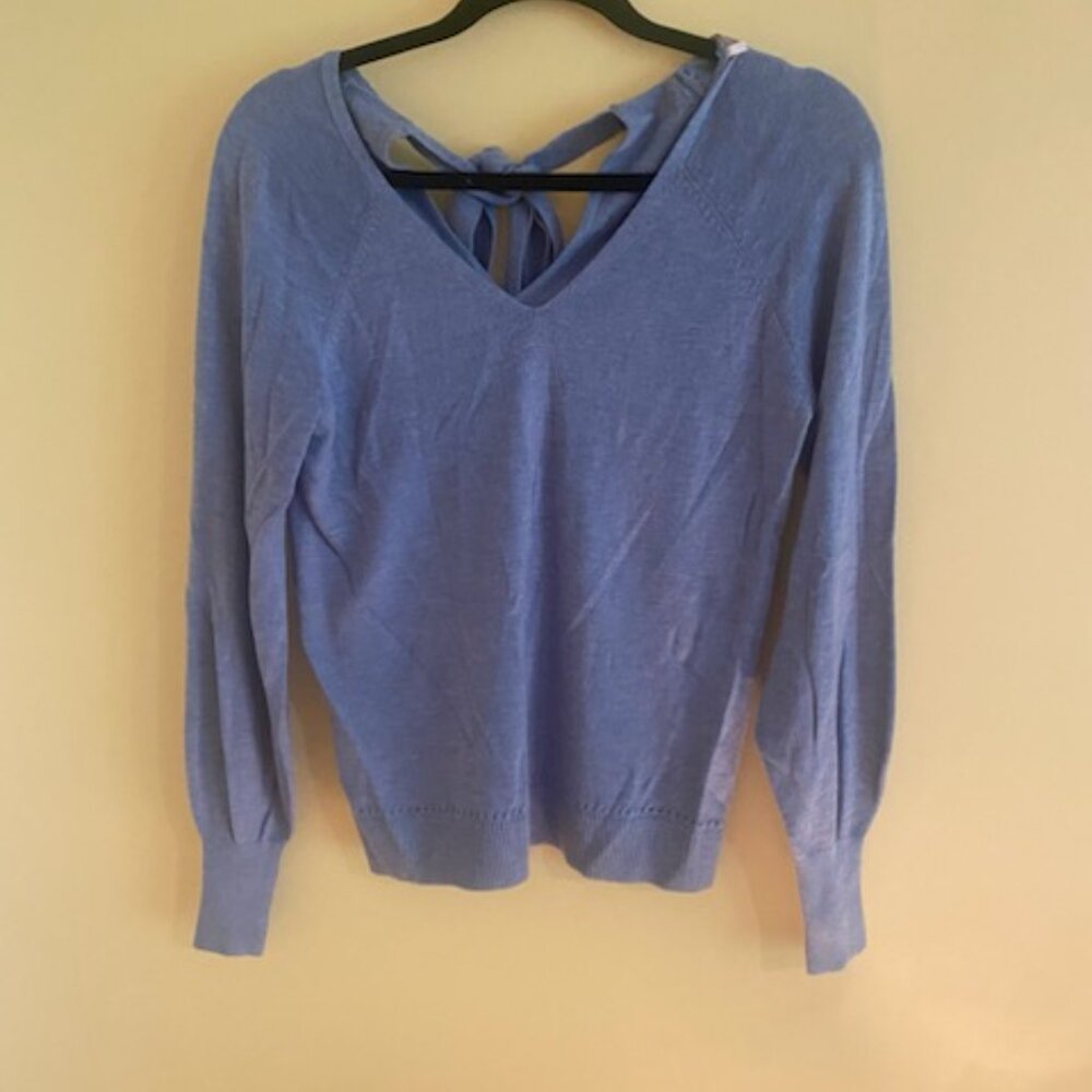 LOFT‎ Sweater With Bow Back Color Blue Size X-Small NWT
